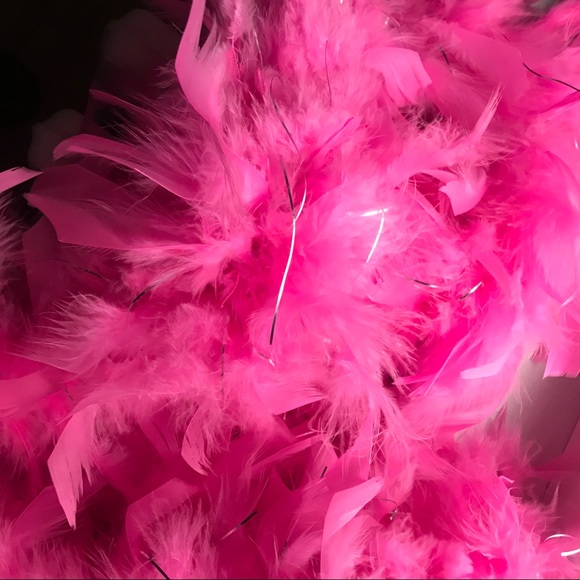6.5 ft long pink silver tinsel feather boa costume - Picture 7 of 8
